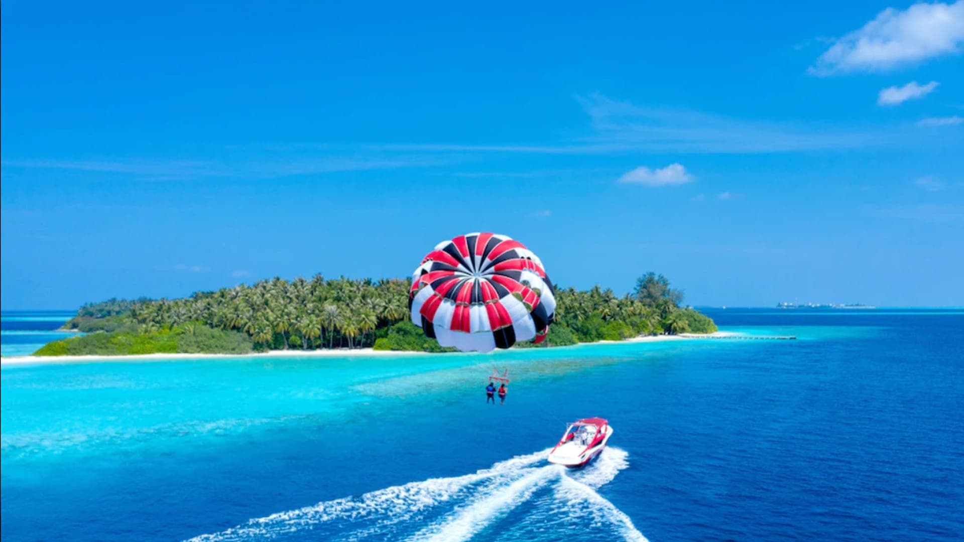 Parasailing over Maafushi, Maldives