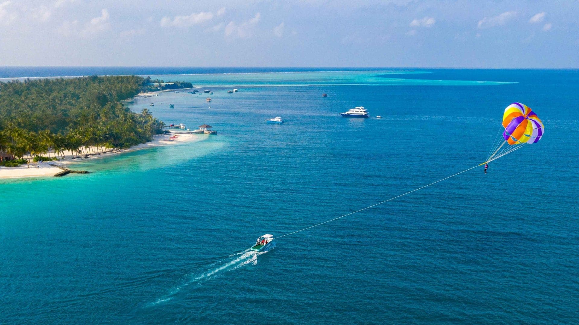 Parasailing over Maafushi, Maldives