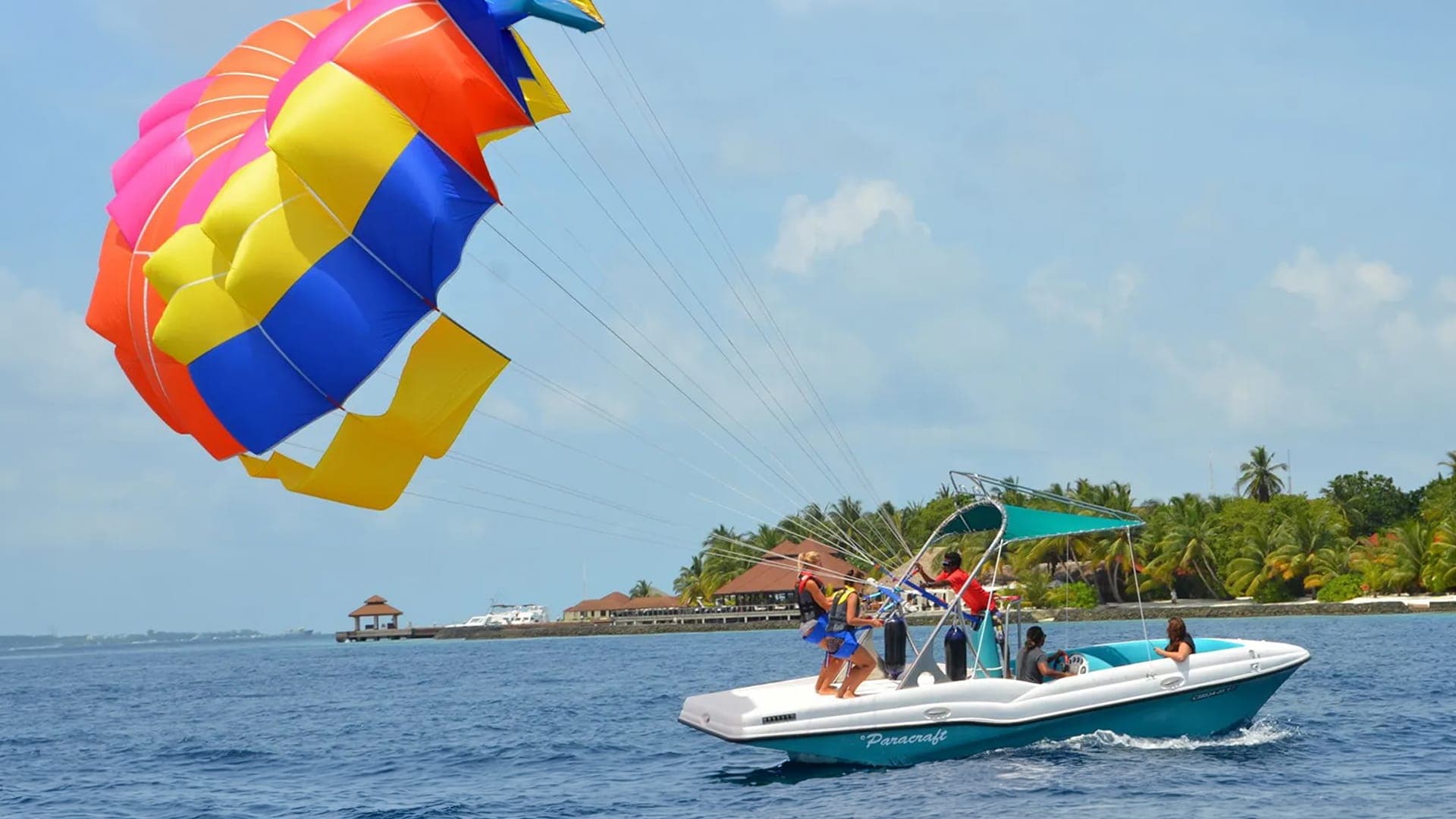 Parasailing over Maafushi, Maldives
